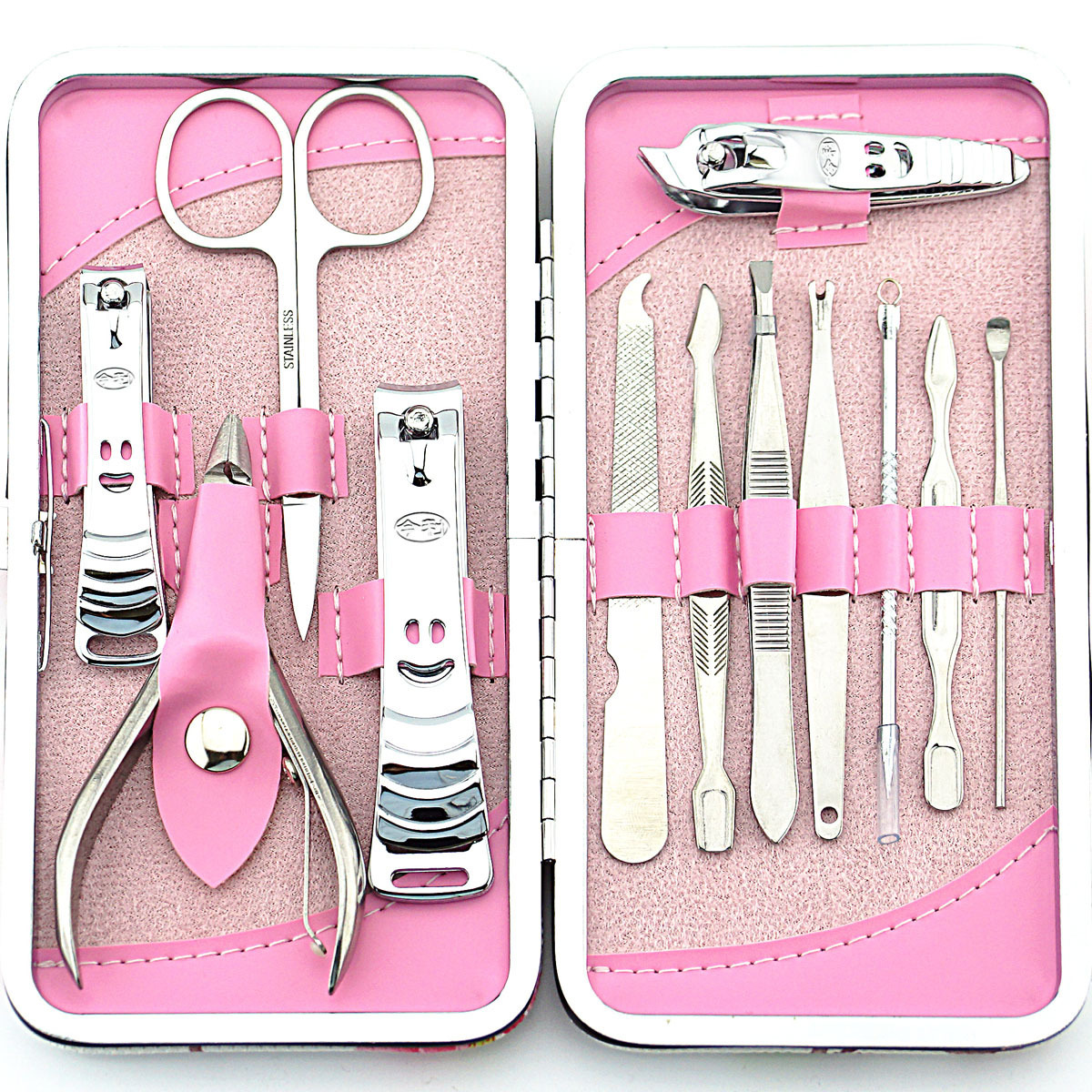 Nail Clipper Set Stainless Steel 12 Piece Pink Flower Nail Scissors Manicure manicure tools rose -12 - Image 4